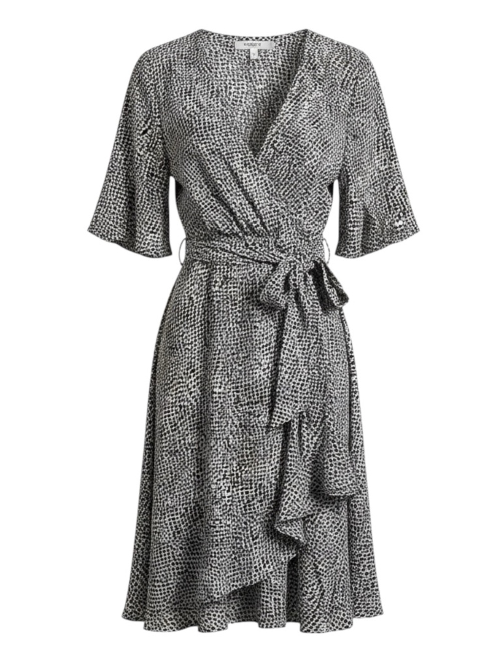Women's Black & White Printed Midi Dress